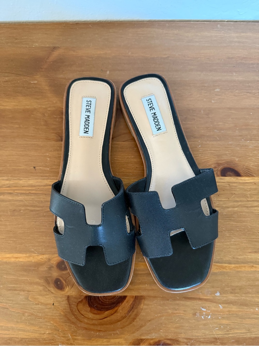 Steve Madden Black Open-Top Slide Mules
